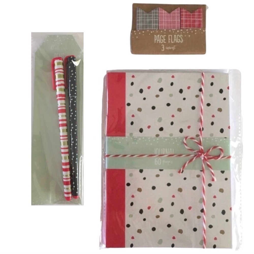 Christmas Dots Stationery Set Page Flags Journal Pens Planner Desk Accessories